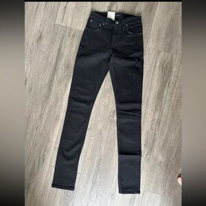 NEW Nudie Jeans Skinny Lin Black Black Jeans (W25/L34)